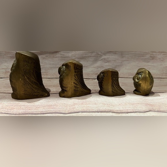 Vintage Brass Owl Lot Set of four Figurines Collectibles - Picture 2 of 4